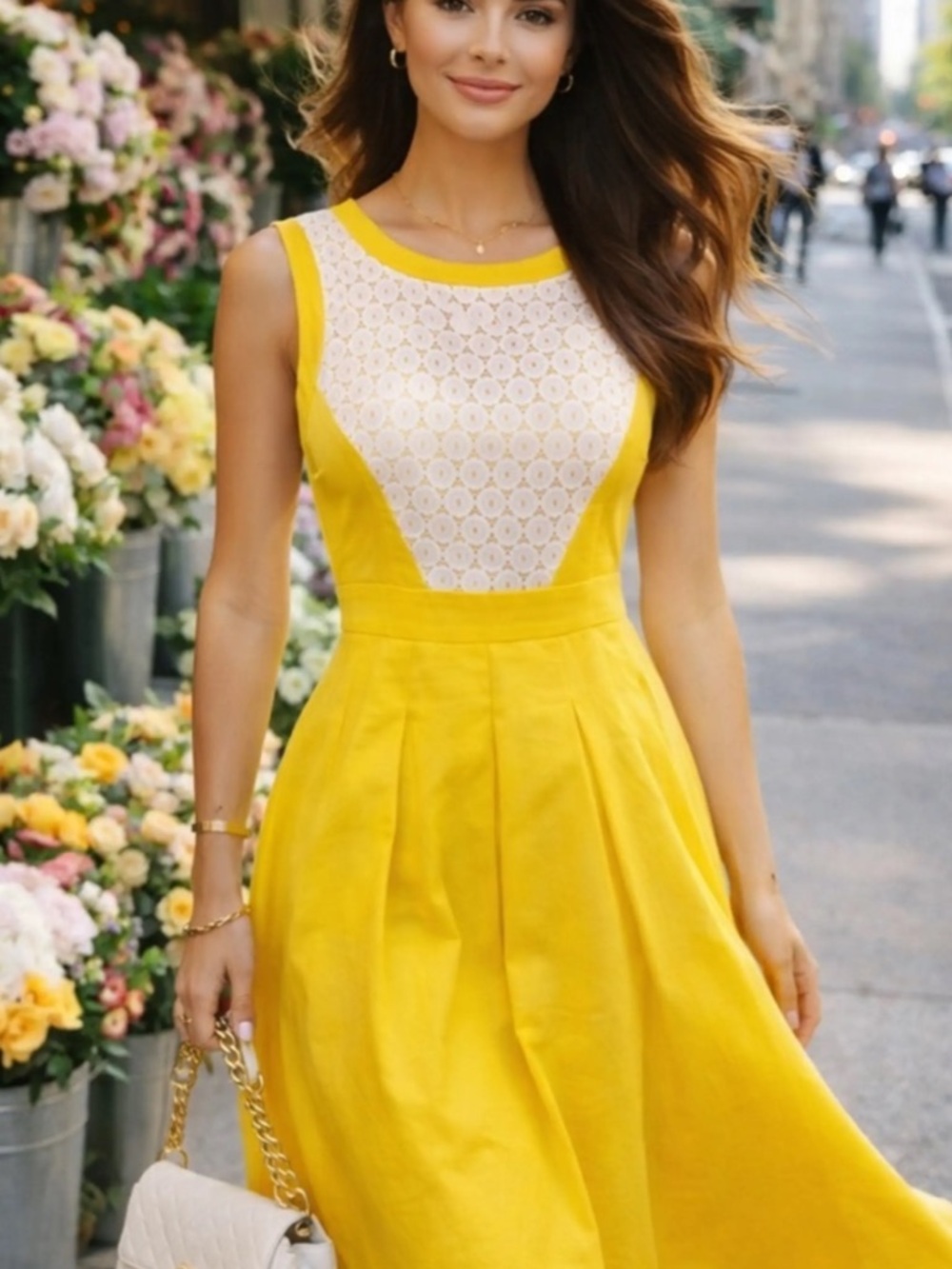 LONDON STYLE COLLECTION DRESS YELLOW LACE  SIZE 12